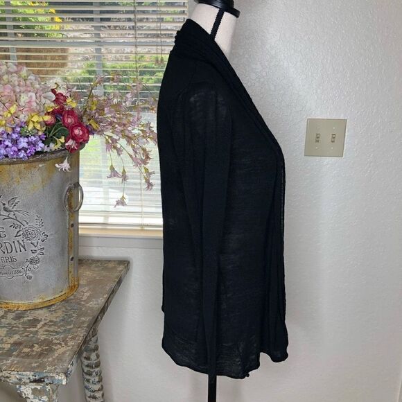 Margaret O’Leary Linen Blend Black One Button Cardigan Sweater - Picture 3 of 14
